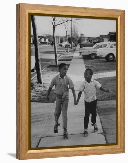 Children Adopted by Single Parents from Los Angeles County Bureau of Adoptions Rollerskating-Bill Ray-Framed Premier Image Canvas