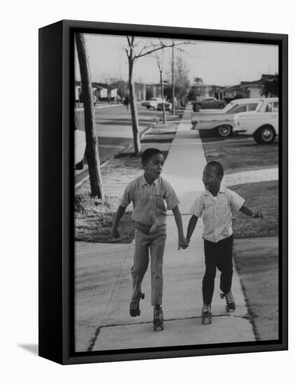 Children Adopted by Single Parents from Los Angeles County Bureau of Adoptions Rollerskating-Bill Ray-Framed Premier Image Canvas