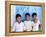 Children Against Blue Wall in Jaipur, Rajasthan, India-Bill Bachmann-Framed Premier Image Canvas