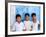 Children Against Blue Wall in Jaipur, Rajasthan, India-Bill Bachmann-Framed Photographic Print
