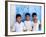 Children Against Blue Wall in Jaipur, Rajasthan, India-Bill Bachmann-Framed Photographic Print