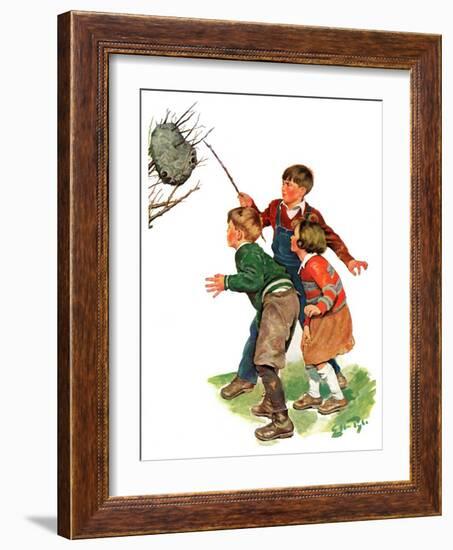 "Children and Hornets Nest,"March 16, 1935-Ellen Pyle-Framed Giclee Print