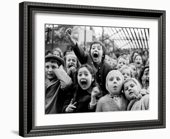 Children at a Puppet Theatre, Paris, 1963-Alfred Eisenstaedt-Framed Premium Photographic Print