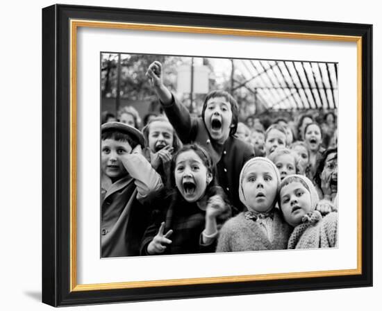 Children at a Puppet Theatre, Paris, 1963-Alfred Eisenstaedt-Framed Premium Photographic Print