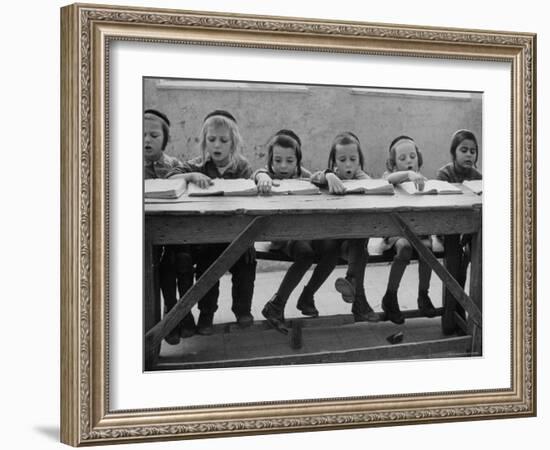 Children at Orthodox Jewish School Doing Lessons-Paul Schutzer-Framed Photographic Print