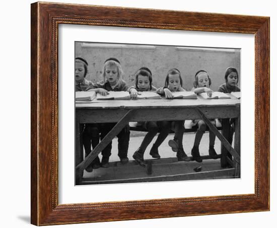 Children at Orthodox Jewish School Doing Lessons-Paul Schutzer-Framed Photographic Print