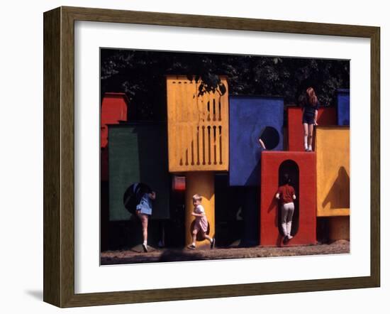 Children at Play in New York City Playgrounds-John Zimmerman-Framed Photographic Print