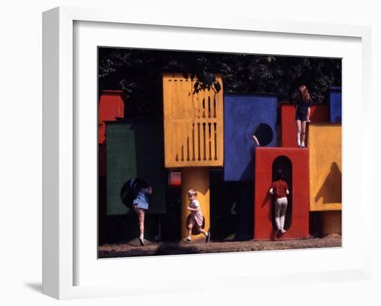 Children at Play in New York City Playgrounds-John Zimmerman-Framed Photographic Print