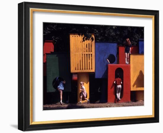 Children at Play in New York City Playgrounds-John Zimmerman-Framed Photographic Print