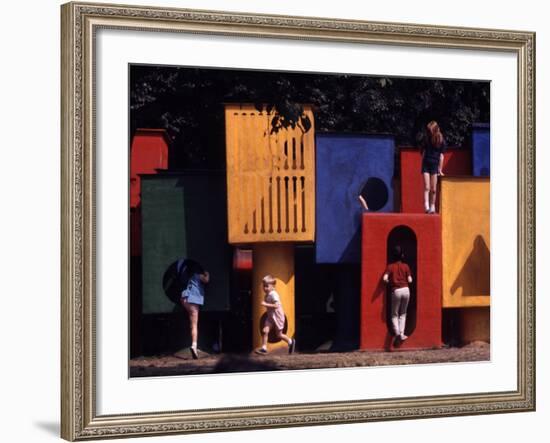 Children at Play in New York City Playgrounds-John Zimmerman-Framed Photographic Print