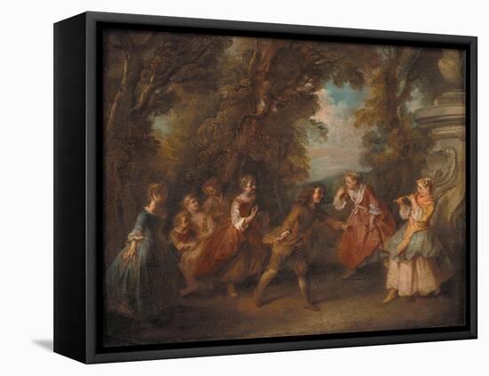 Children at Play in the Open-Nicolas Lancret-Framed Premier Image Canvas