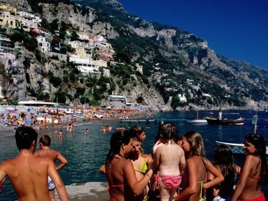 Children At Port Spiaggia Grande Positano Italy Photographic Print By Dallas Stribley Artcom