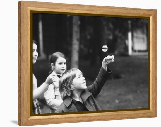Children at School Bus Stop-Ralph Morse-Framed Premier Image Canvas
