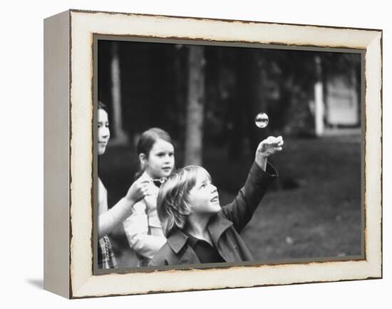 Children at School Bus Stop-Ralph Morse-Framed Premier Image Canvas