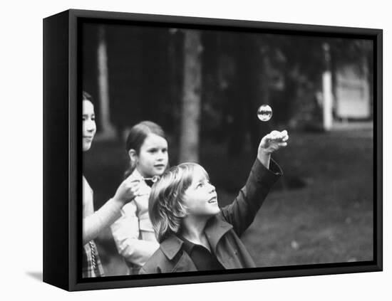 Children at School Bus Stop-Ralph Morse-Framed Premier Image Canvas