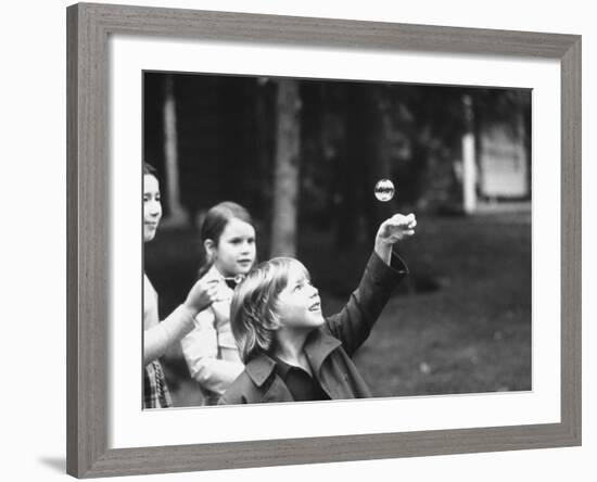 Children at School Bus Stop-Ralph Morse-Framed Photographic Print