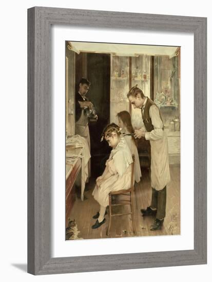 Children at the Hairdresser's-null-Framed Giclee Print