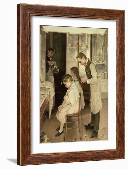 Children at the Hairdresser's-null-Framed Giclee Print