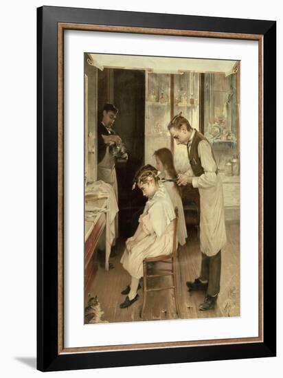 Children at the Hairdresser's-null-Framed Giclee Print