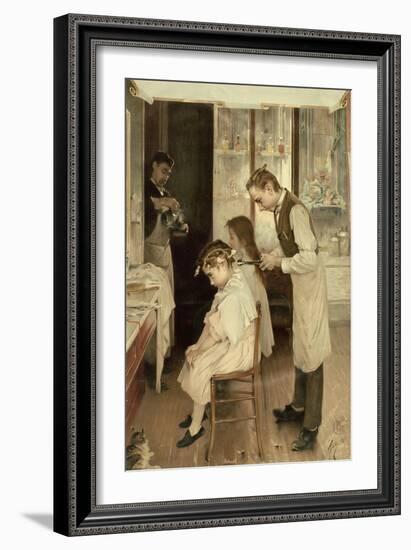 Children at the Hairdresser's-null-Framed Giclee Print