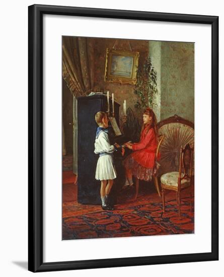 Children at the Piano, 1886-Kirill Vikentevich Lemokh-Framed Giclee Print