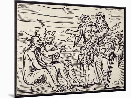 Children Being Initiated into Satanic Rituals, Engraving from Compendium Maleficarum-null-Mounted Giclee Print