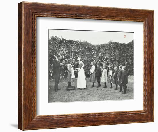 Children Being Weighed in the Garden, Montpelier House Open Air School, London, 1908-null-Framed Photographic Print