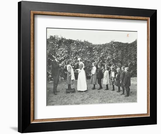 Children Being Weighed in the Garden, Montpelier House Open Air School, London, 1908-null-Framed Photographic Print