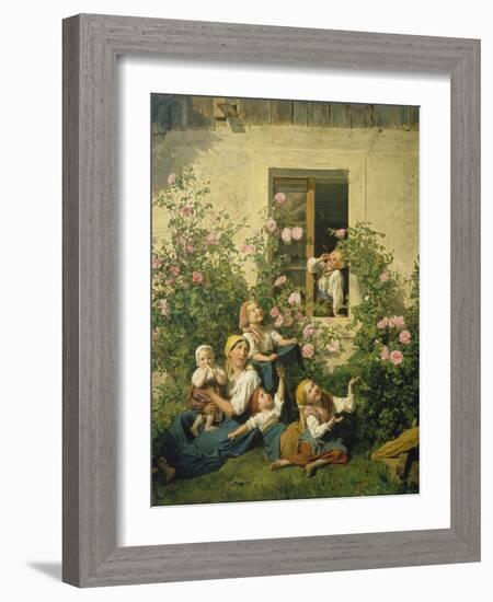 Children Blowing Bubbles, 1842-Ferdinand Georg Waldmüller-Framed Giclee Print