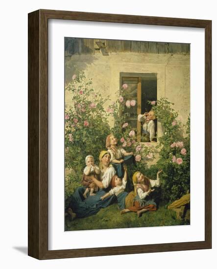 Children Blowing Bubbles, 1842-Ferdinand Georg Waldmüller-Framed Giclee Print