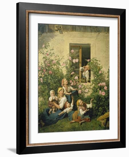 Children Blowing Bubbles, 1842-Ferdinand Georg Waldmüller-Framed Giclee Print