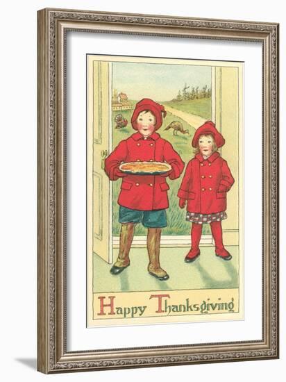 Children Bringing Pie-null-Framed Art Print