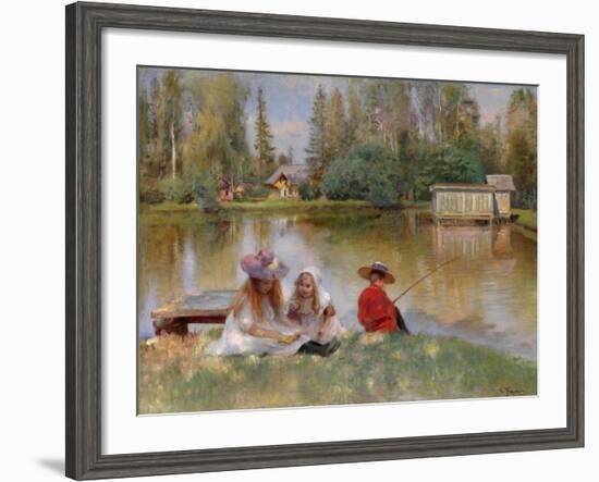 Children by the Lake-Konstantin Yegorovich Makovsky-Framed Giclee Print