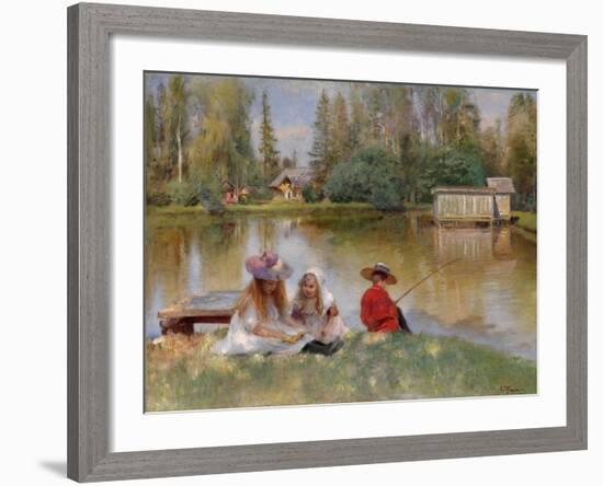 Children by the Lake-Konstantin Yegorovich Makovsky-Framed Giclee Print