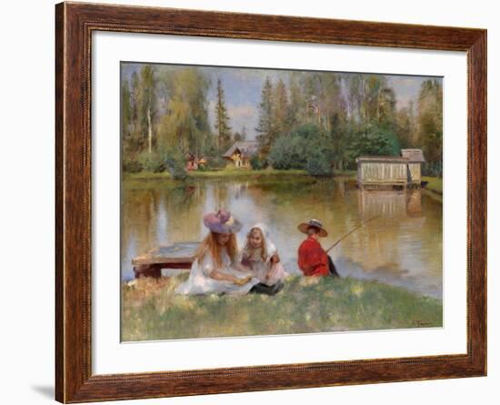 Children by the Lake-Konstantin Yegorovich Makovsky-Framed Giclee Print