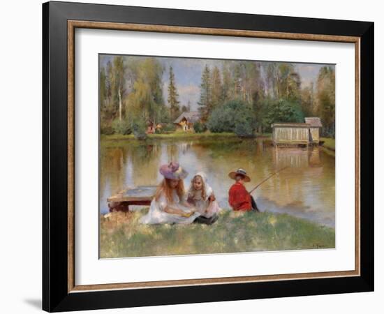 Children by the Lake-Konstantin Yegorovich Makovsky-Framed Giclee Print
