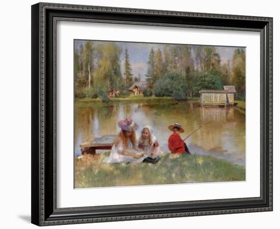 Children by the Lake-Konstantin Yegorovich Makovsky-Framed Giclee Print