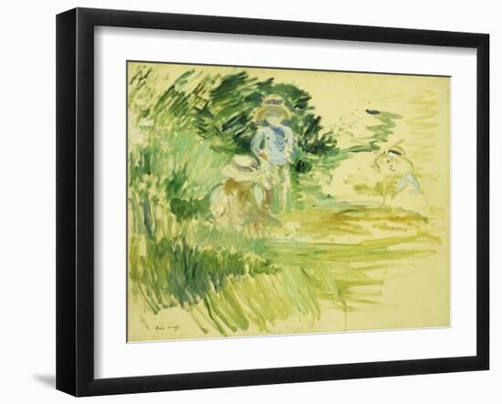 Children by the Side of a Lake-Berthe Morisot-Framed Giclee Print