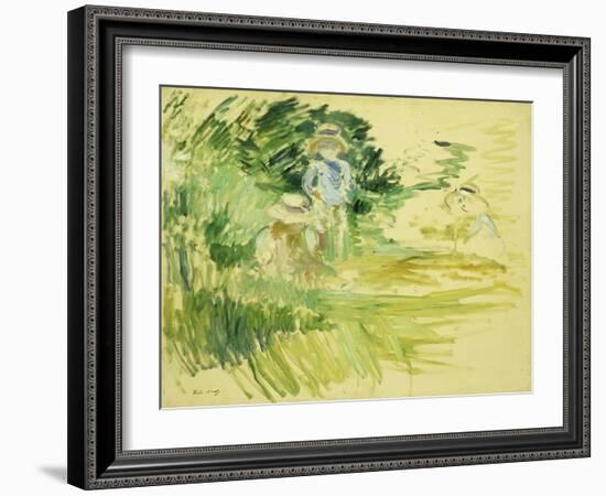 Children by the Side of a Lake-Berthe Morisot-Framed Giclee Print