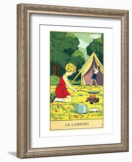 Children Camping-null-Framed Art Print