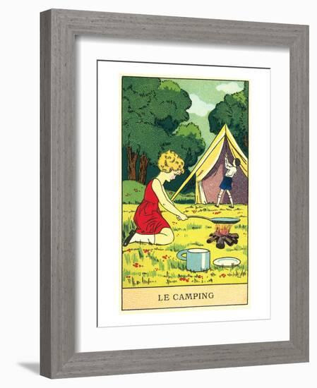 Children Camping-null-Framed Art Print