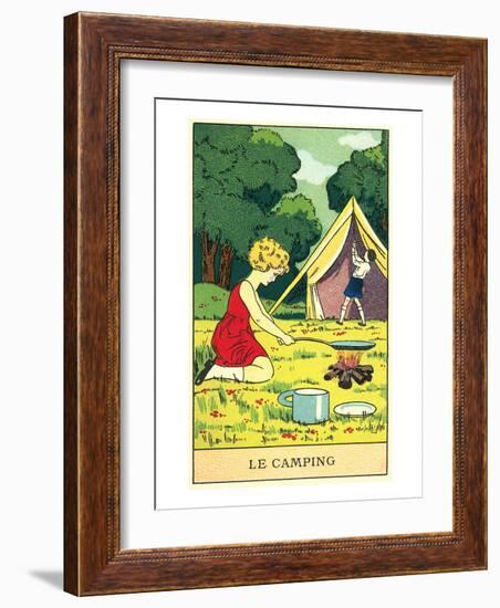Children Camping-null-Framed Art Print