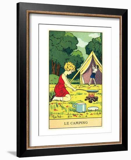 Children Camping-null-Framed Art Print