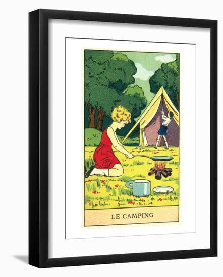 Children Camping-null-Framed Art Print