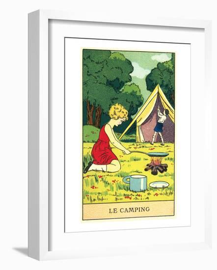 Children Camping-null-Framed Art Print