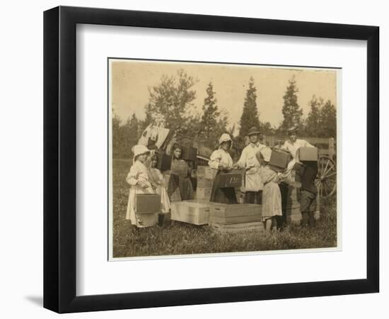 Children Carrying their Pecks of Cranberries to the Bushel Man at Theodore Budd's Bog-Lewis Wickes Hine-Framed Photographic Print