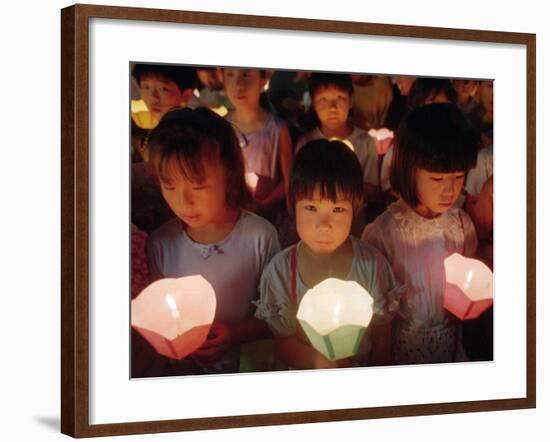 Children Choirs Join a Candle Light Procession for the World's Peace-null-Framed Photographic Print