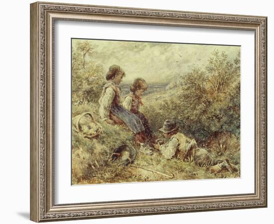 Children Collecting Eggs, 19Th Century-Myles Birket Foster-Framed Giclee Print