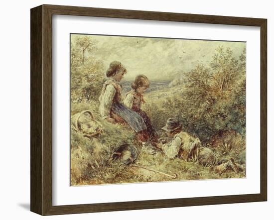 Children Collecting Eggs, 19Th Century-Myles Birket Foster-Framed Giclee Print