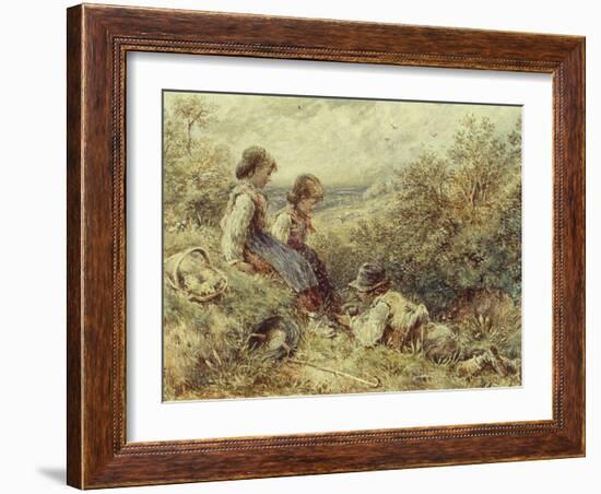 Children Collecting Eggs, 19Th Century-Myles Birket Foster-Framed Giclee Print